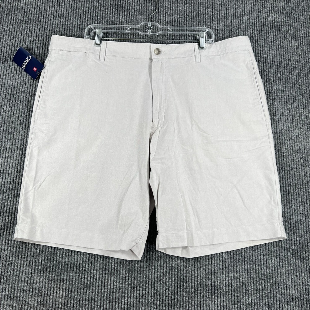 Chaps Shorts Mens 42 Gray Chino Flat Front Casual Outdoor Golf 10" Inseam New